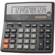 Калькулятор Citizen SDC-640II черный 14-разр. 2-е питание, 000, 00, MII, mark up, A023F