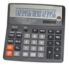 Калькулятор Citizen SDC-660II черный 16-разр. 2-е питание, 000, 00, TAX, mark up, GT, A023F